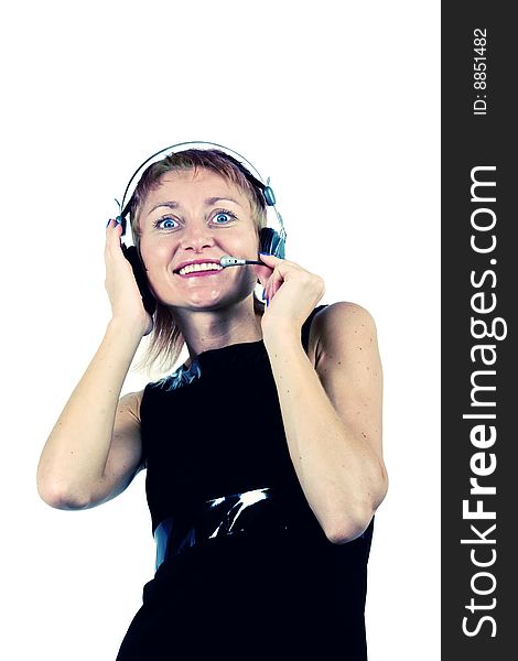 Smiling fashion girl with headphones