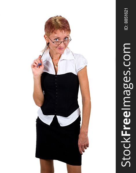 Business lady on white background