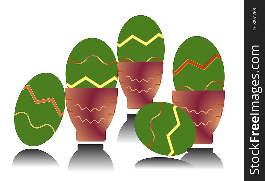 Easter eggs in green colors