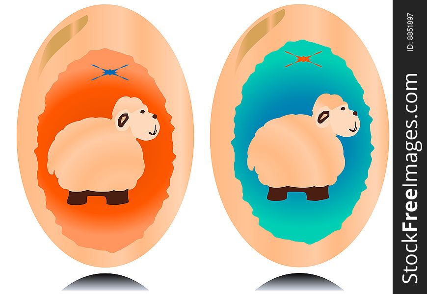 Easter eggs with sheep picture