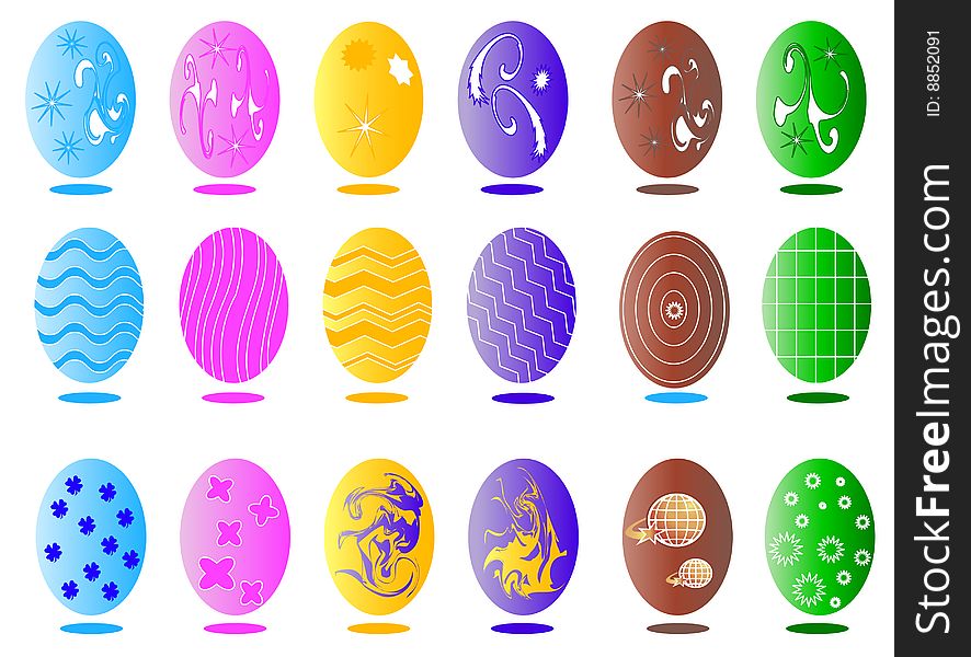 Easter eggs with ornament in amusing color