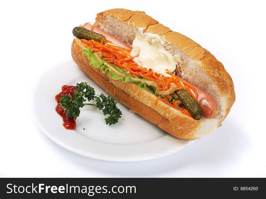 Fastfood hotdog hunger bread isolated