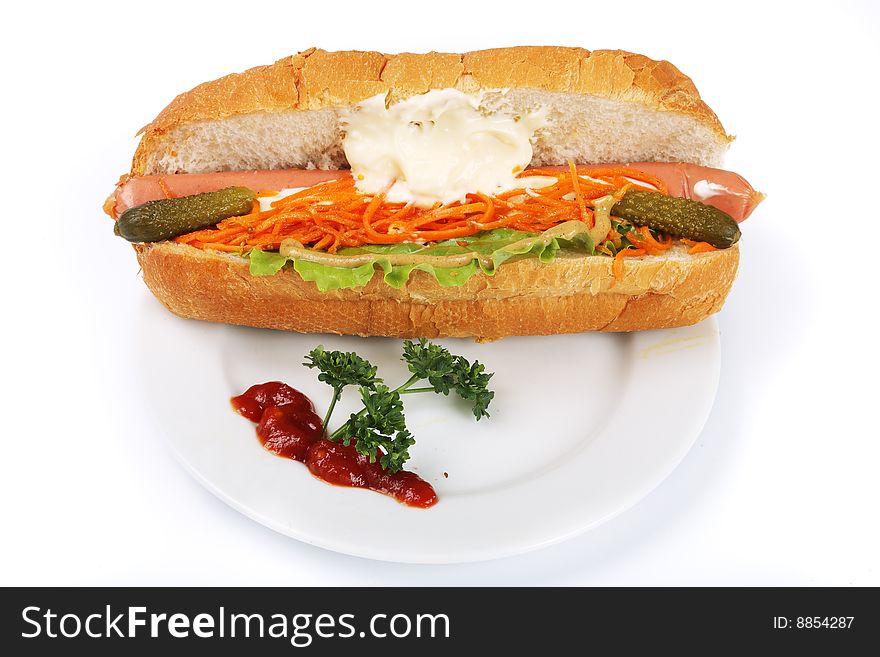 Fastfood hotdog hunger bread isolated