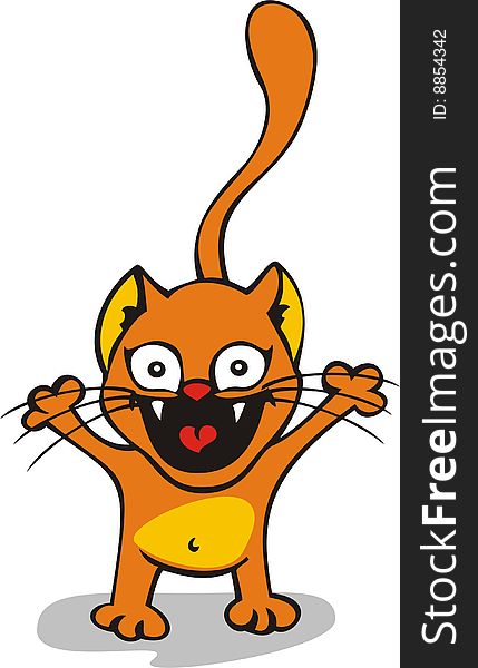 The cheerful cat is glad to see you.:Vector. The cheerful cat is glad to see you.:Vector.