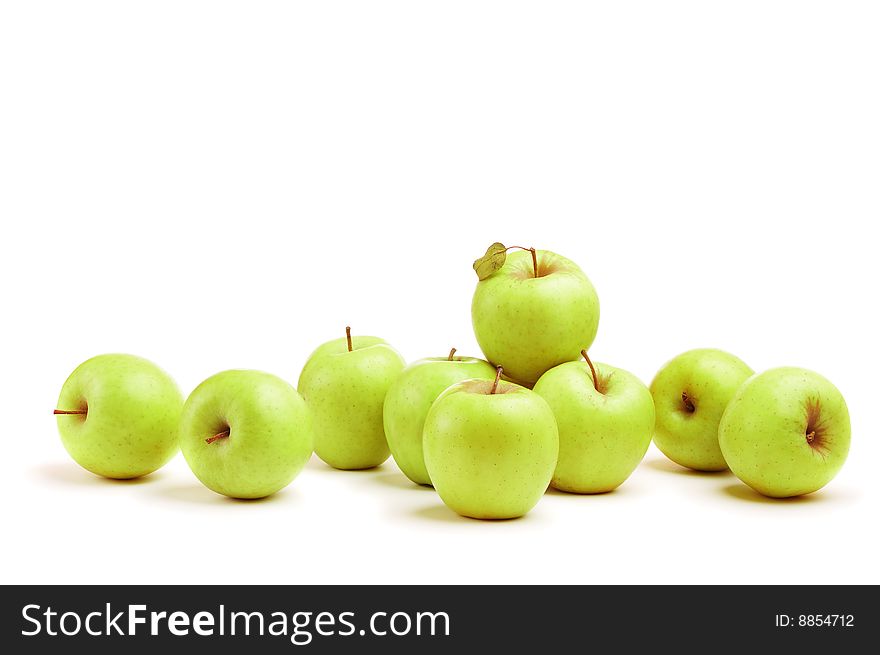 Pile of green apples, isolated