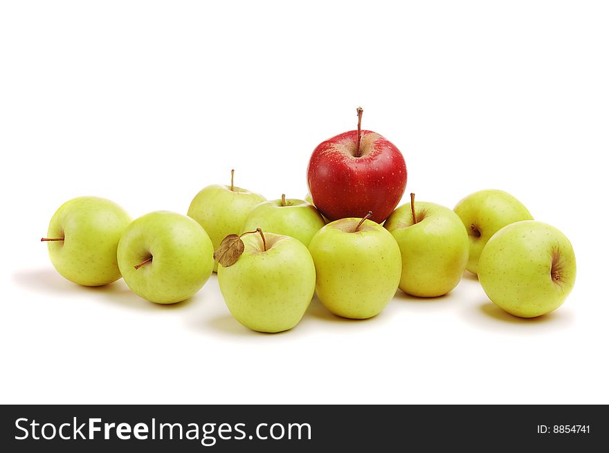 Green and red apples, isolated