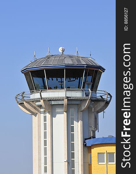 Communication tower at small town airport. Communication tower at small town airport