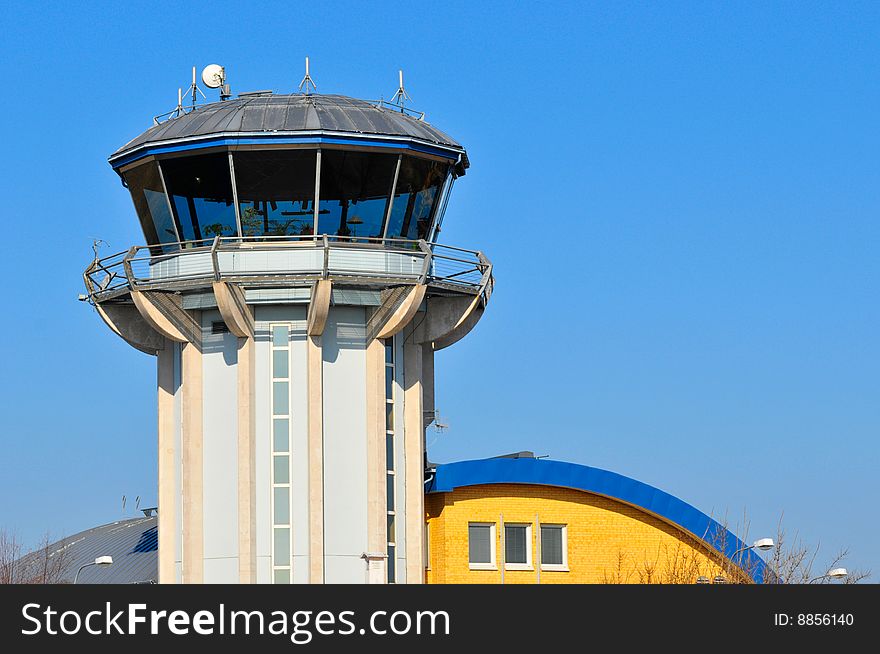 Communication tower at small town airport. Communication tower at small town airport