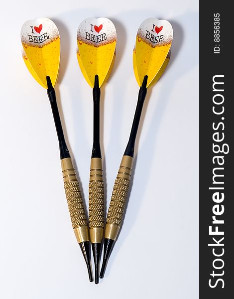 Three darts on white background