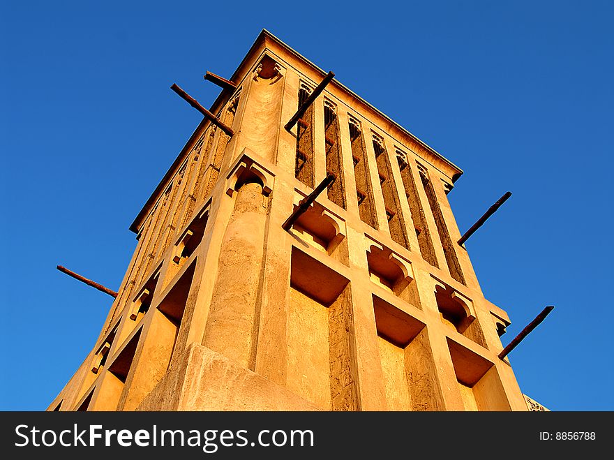 An ancient wind tower in dubai museum