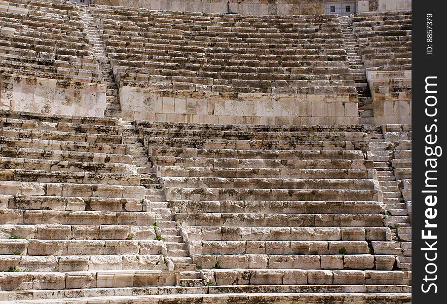 Amphitheater of Amman in Jordan closeup