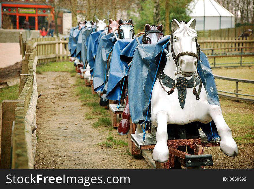 Old carousel horse in an old zoo.