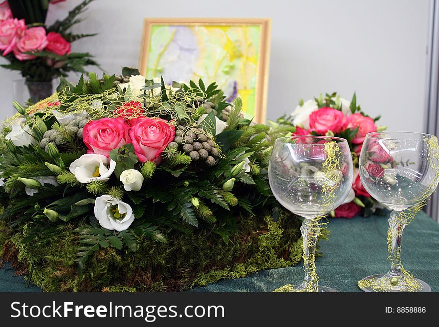 Floristic composition: flowers and glasses