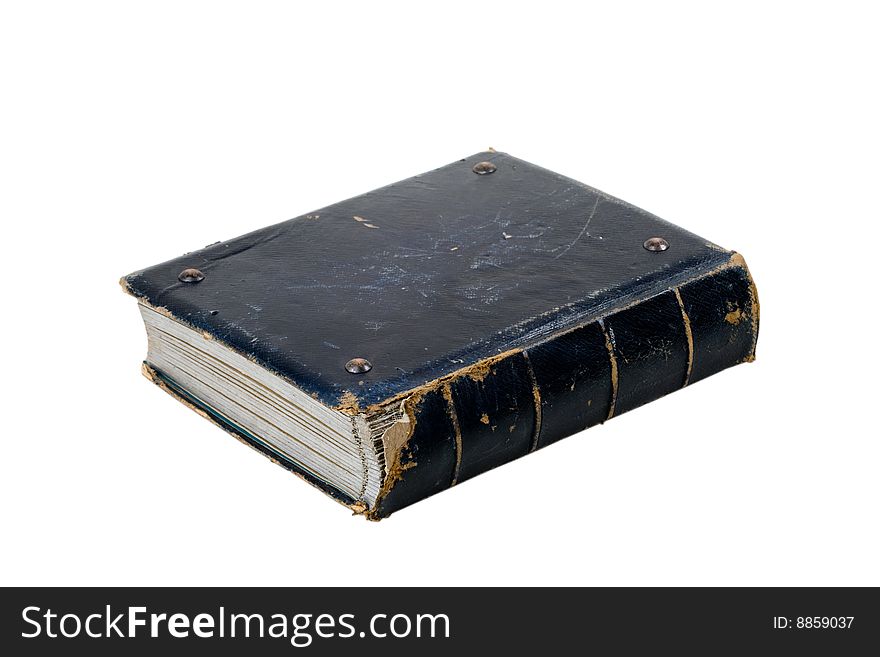 Old hardcover blue scratched book with clipping path. Old hardcover blue scratched book with clipping path