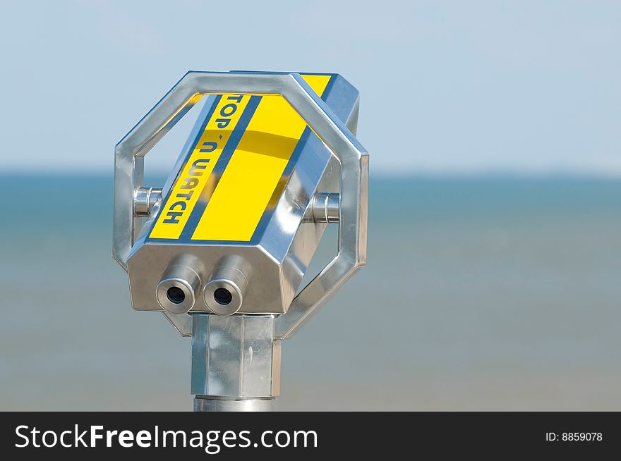 An binocular at the sea. An binocular at the sea