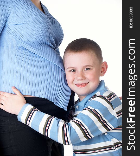 Pregnant mum with the son. Pregnant mum with the son