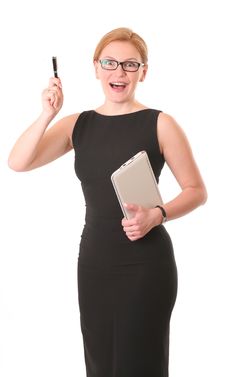 Woman With Pen And Notebook Royalty Free Stock Photography Woman With Pen And Notebook Royalty Free Stock Photography