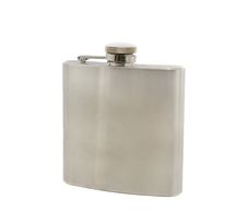 Silver Flask Isolated Over A White Background Stock Image