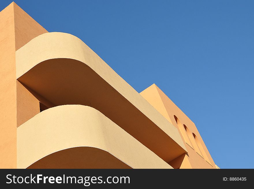 Modern building. Terrace of a hotel or house. Modern building. Terrace of a hotel or house