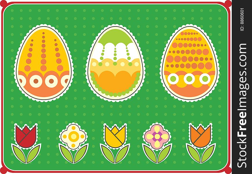 Set of easter decorative elements. Set of easter decorative elements