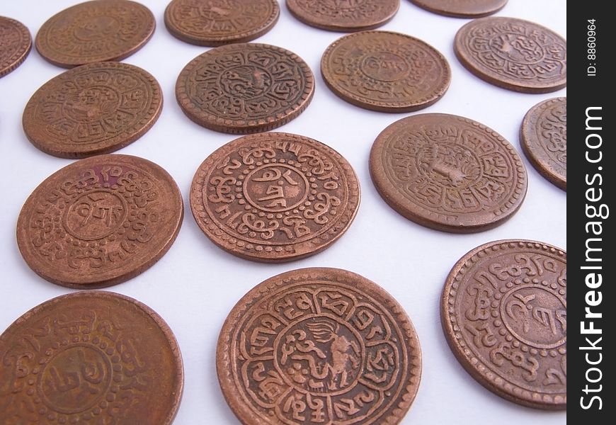 Picture of a bulk lot of a tibetan coins. Picture of a bulk lot of a tibetan coins.