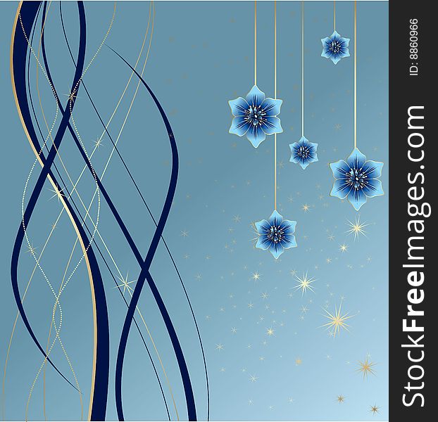 Abstract night theme with flowers, vector, illustration