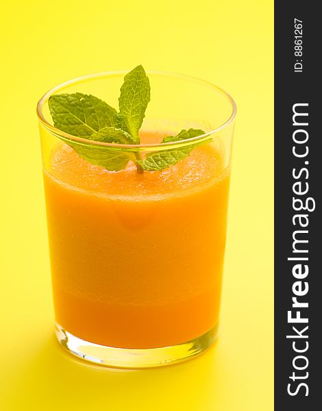 Delicious and fresh carrot juice and mint