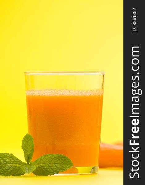 Delicious and fresh carrot juice and mint