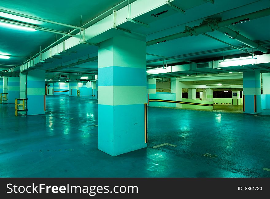 Interior of modern Underground Parking Lot Garage. Interior of modern Underground Parking Lot Garage