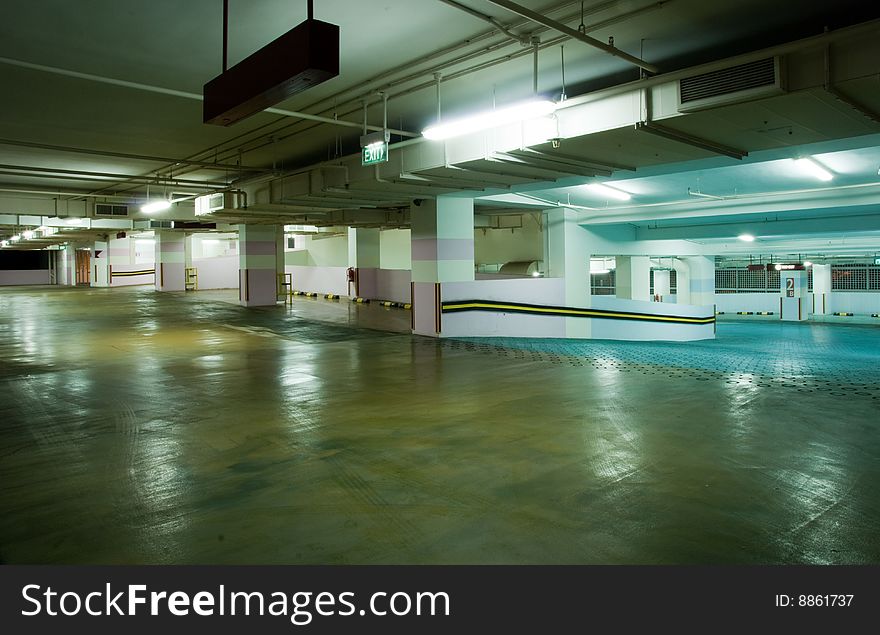 Interior of modern Underground Parking Lot Garage. Interior of modern Underground Parking Lot Garage