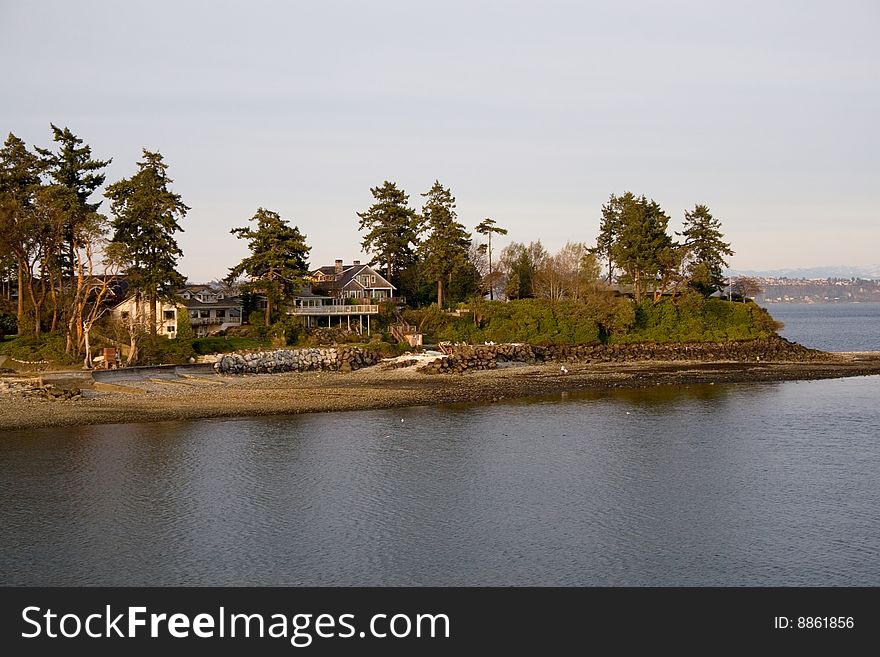 Waterfront homes near Seattle, Washington