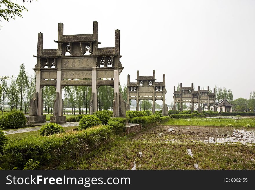 Stone memorial archway group in anhui china.(ancient buildings)