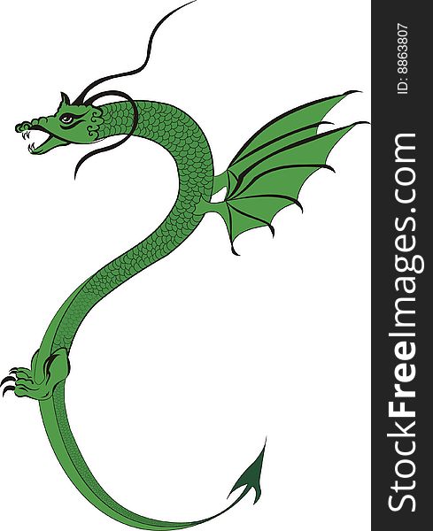 Green chinese dragon - vector illustration