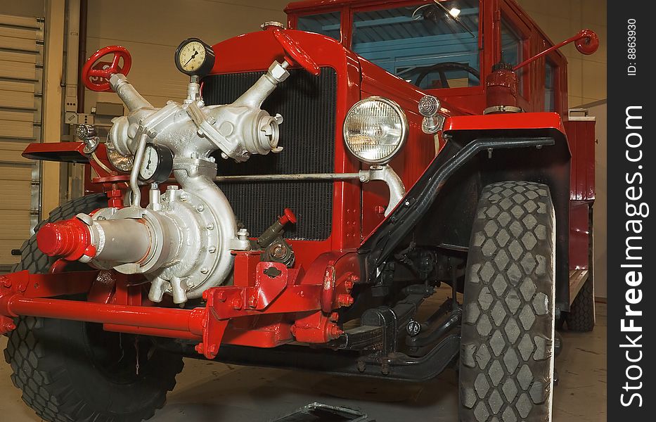 Red antique restored firefighters truck