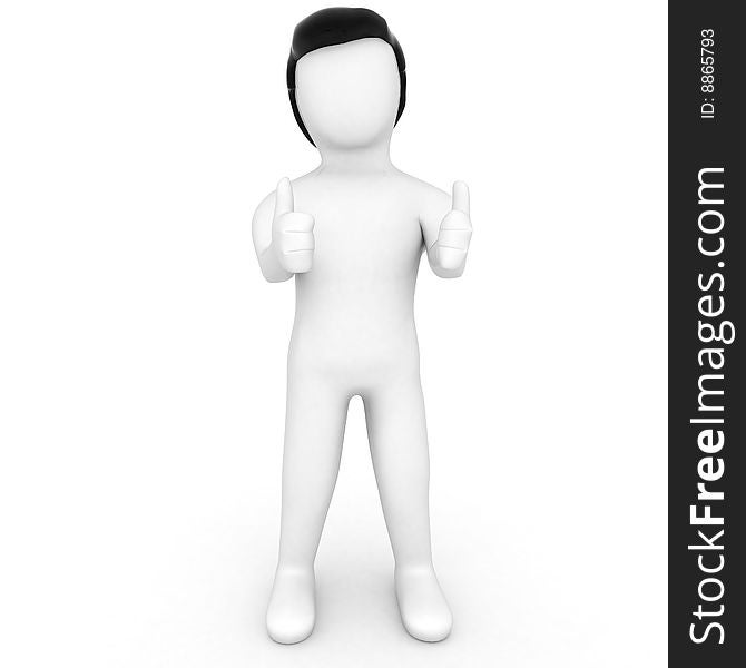 YES- 3d Character With Thumbs Up