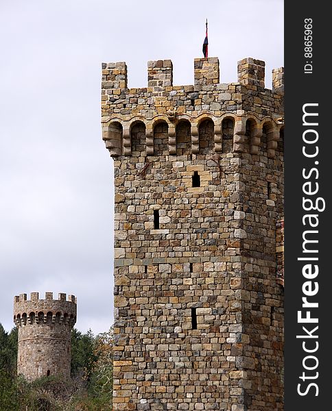 Old medieval castle towers made of stone