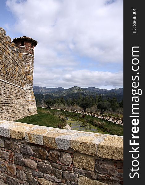 Old medieval castle tower made of stone