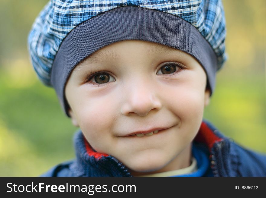 Little baby boy in autumn park. Little baby boy in autumn park