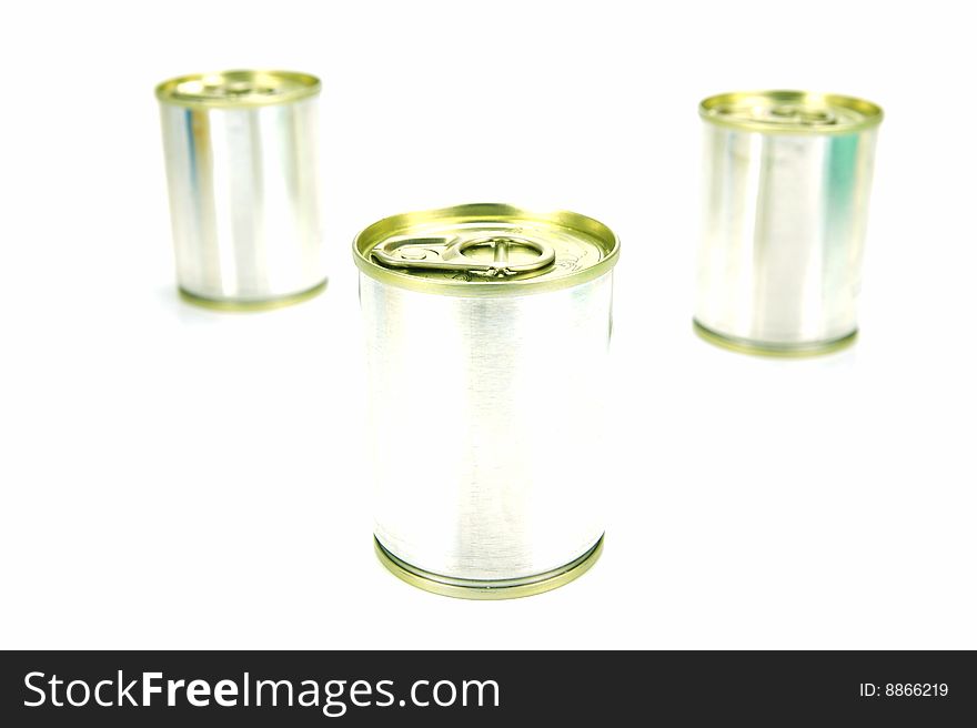 Canned food isolated against a white background