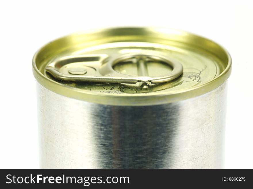 Canned food isolated against a white background