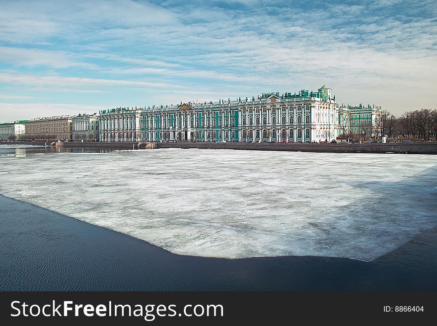 18th century Winter Emperor Palace on the Neva river quay, Saint Petersburg. 18th century Winter Emperor Palace on the Neva river quay, Saint Petersburg