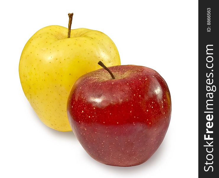 Red & yellow apples isolated on white background. Red & yellow apples isolated on white background