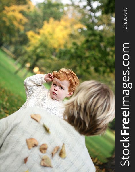 Mother and child,outdoor shot. Mother and child,outdoor shot