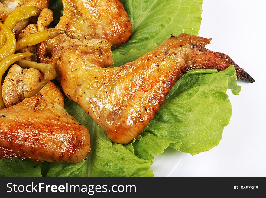 Chicken isolated white fastfood lettuce