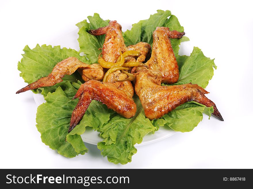 Chicken isolated white fastfood lettuce