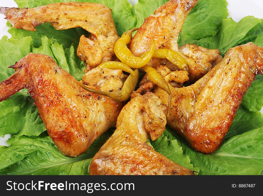 Chicken isolated white fastfood lettuce