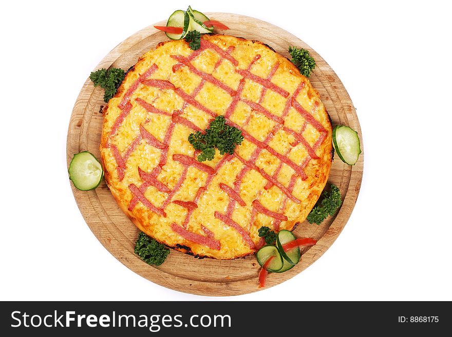 Pizza isolated white fastfood cheese