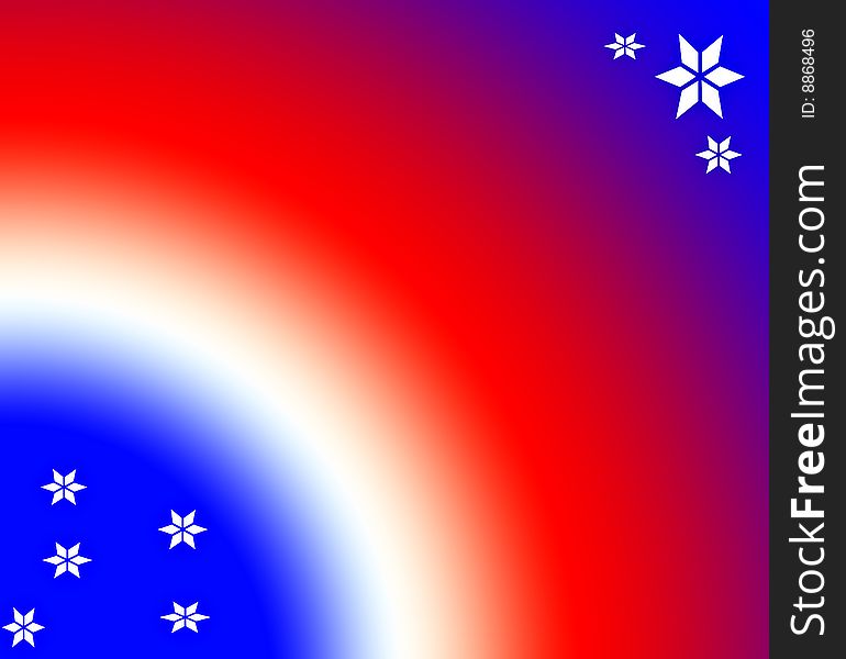 A computer generated red, white, blue and stars illustration and background. A computer generated red, white, blue and stars illustration and background.