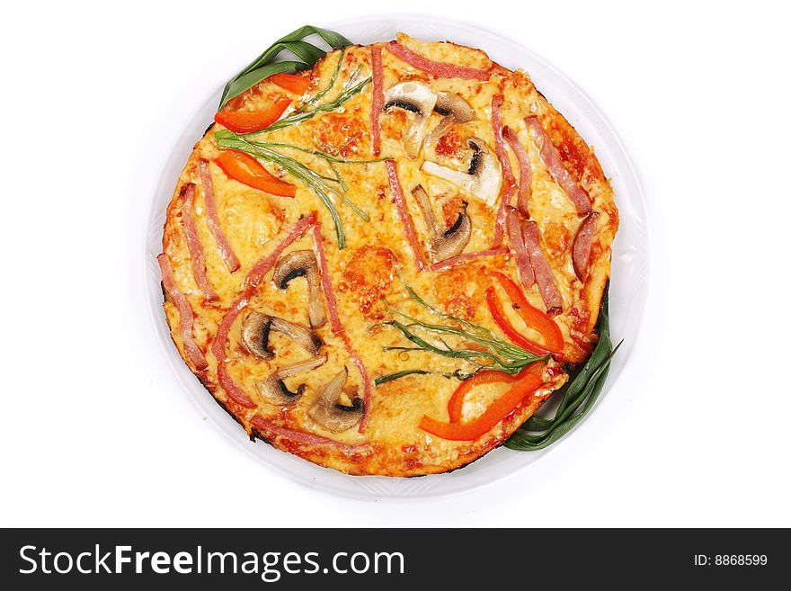 Pizza isolated white fastfood cheese