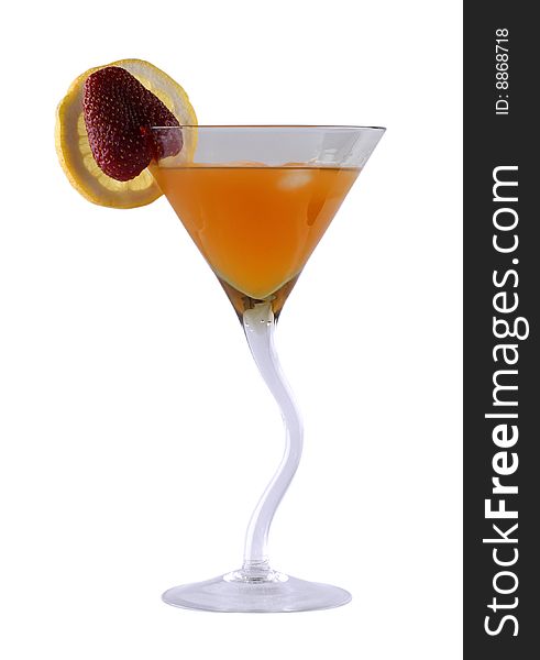 Tropical cocktail with slices of fruit (Objects with Clipping Paths) a background white. Tropical cocktail with slices of fruit (Objects with Clipping Paths) a background white